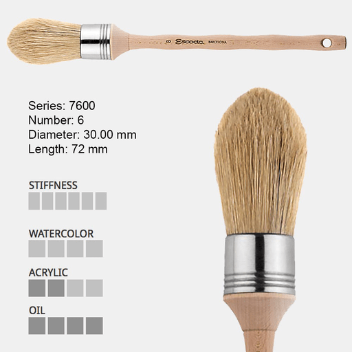 ESCODA Natural Bristle Round Oval Brush 6