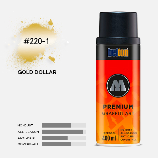 MOLOTOW Premium Spray Paint 400ml 220-1 Gold Dollar