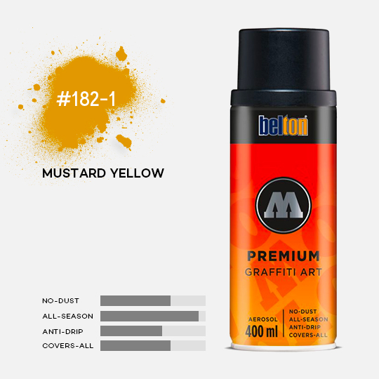 MOLOTOW Premium Spray Paint 400ml 182-1 Mustard Yellow