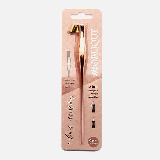 MOBLIQUE 2-In-1 Straight & Oblique Dip Pen Holder Copper Sunrise