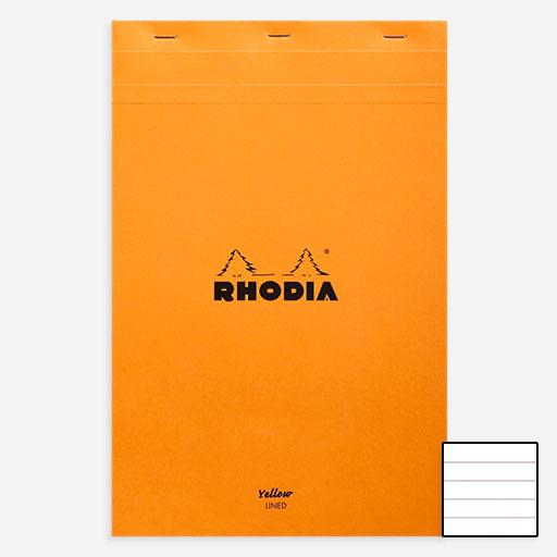 RHODIA Basics Yellow Paper Lined Notepad 80gsm A4+ x 80