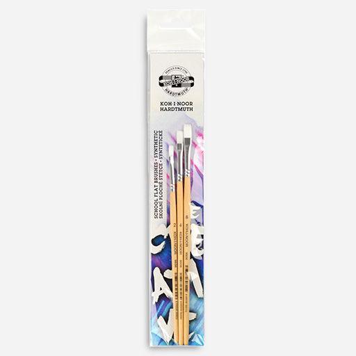 KOH-I-NOOR White Taklon Flat Brush Set x 3