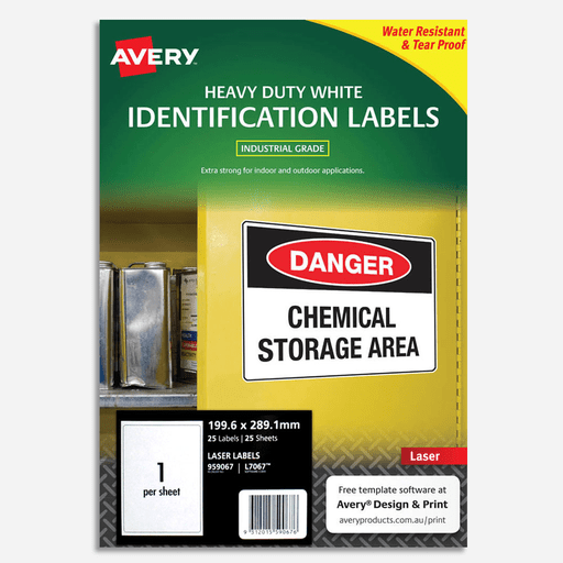 AVERY Durable Heavy Duty White Identification Label A4 x 25