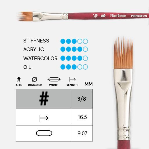 PRINCETON Velvetouch Synthetic Blend Filbert Grainer Brush 3/8"