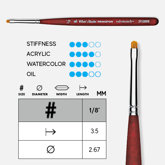 PRINCETON Velvetouch Synthetic Blend Mini Willow's Blender Brush 1/8"
