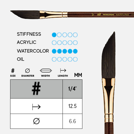 PRINCETON Neptune Synthetic Squirrel Dagger Striper Brush 1/4"