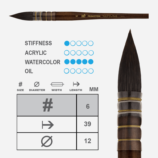 PRINCETON Neptune Synthetic Squirrel Quill Mop Brush 6