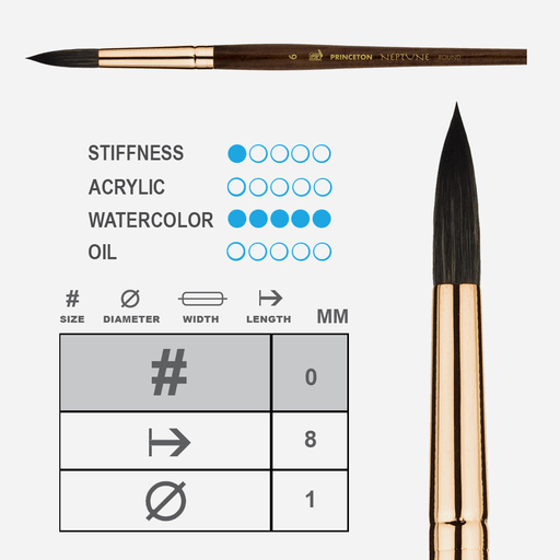 PRINCETON Neptune Synthetic Squirrel Round Brush 0