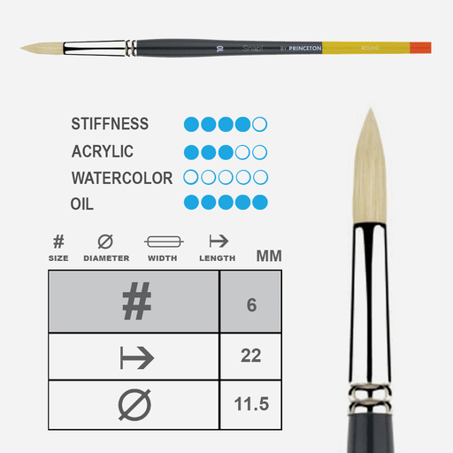 PRINCETON Snap! Natural Bristle (Long Handle) Brush Round 10