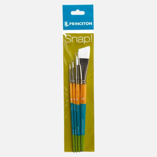 PRINCETON Snap! White Taklon Brush Set x 4