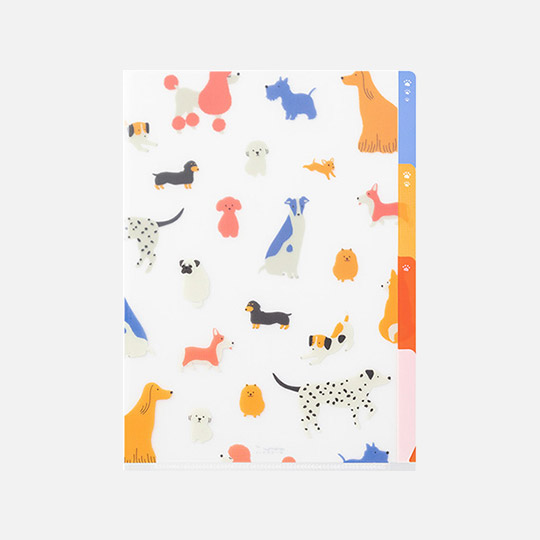 MIDORI Clear Folder 3-Pocket A5 Dogs