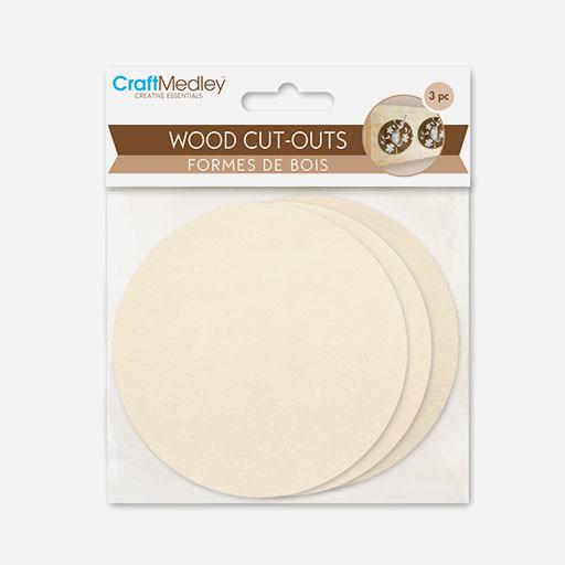 MULTICRAFT Craft Medley Wood Cut Outs Round x 3