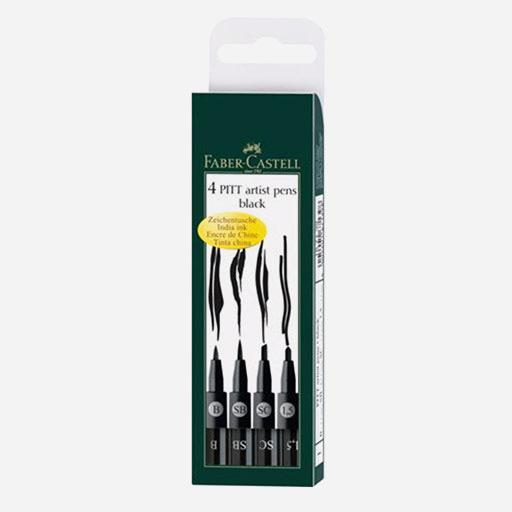 FABER-CASTELL Pitt Artist Pen Black Set x 4