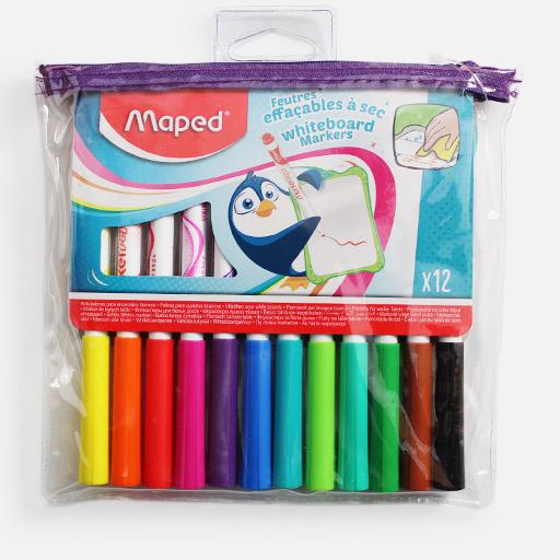 MAPED Washable Dry Erase White Board Marker Set x 12