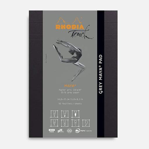 RHODIA Touch Grey Maya Paper Dot Notepad 120gsm A5+ x 50