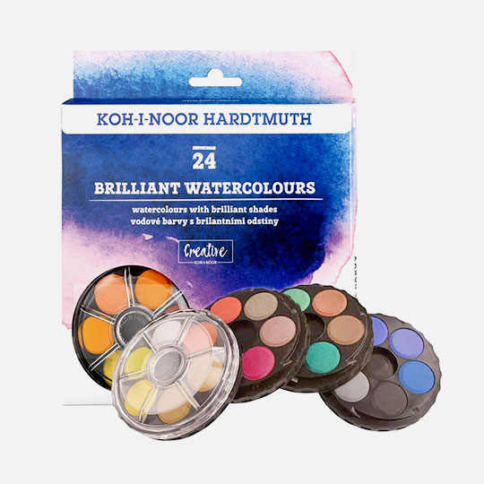 KOH-I-NOOR Brilliant Watercolor Pan 22.5mm Set x 24
