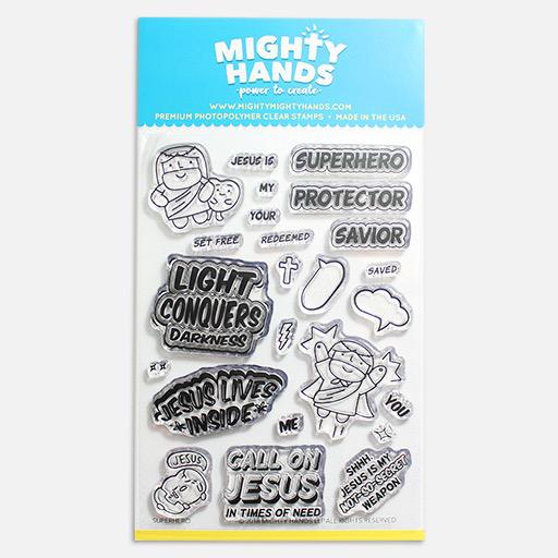 MIGHTY HANDS Clear Stamp 4” x 6” Superhero