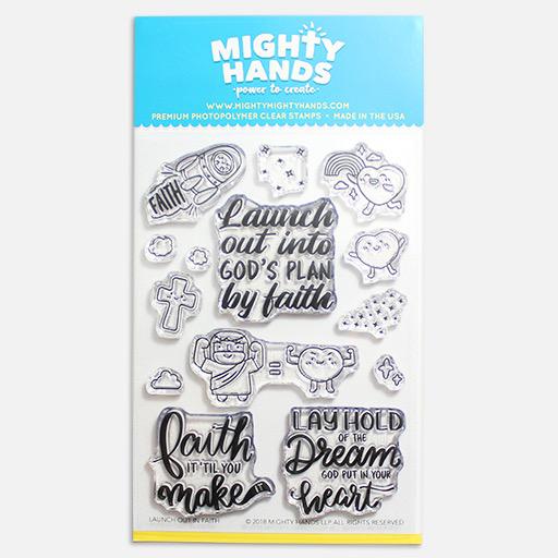MIGHTY HANDS Clear Stamp 4” x 6” Launch Out In Faith