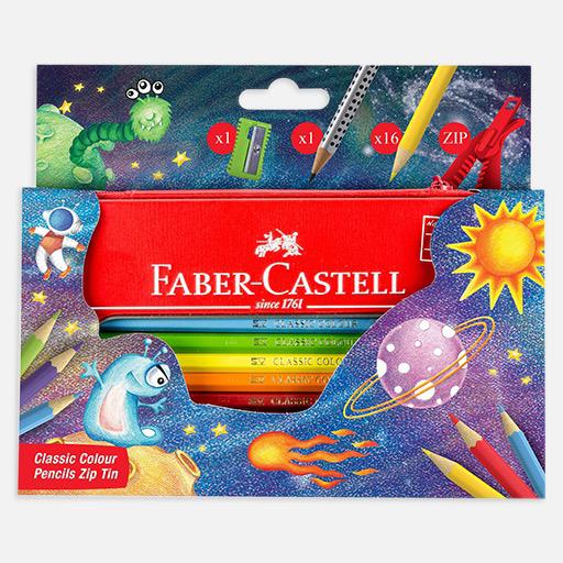 FABER-CASTELL Classic Color Pencil Zip Tin Box Set x 18