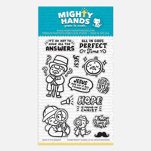 MIGHTY HANDS Clear Stamp 4” x 6” Jesus Is The Answer