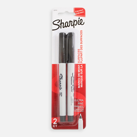 SHARPIE Permanent Marker Ultra Fine Tip Black x 2