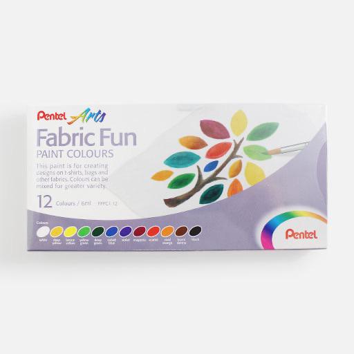 PENTEL Arts Fabric Fun Paint 6ml Set x 12