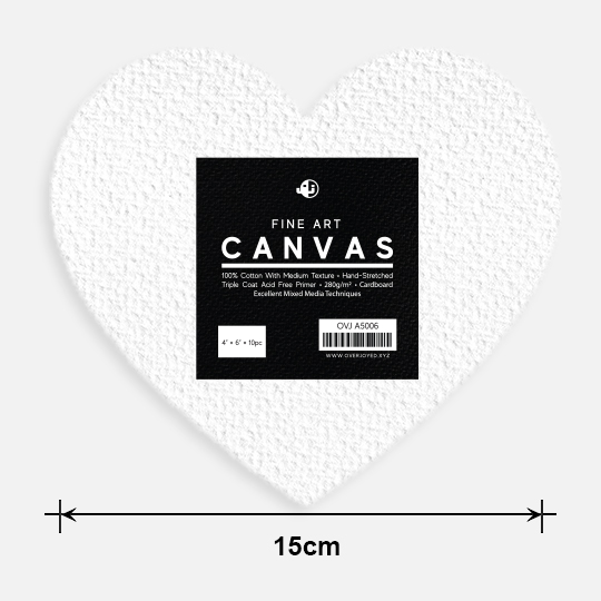 OVJ Cotton Canvas Board 280gsm Heart 4” x 6” x 10
