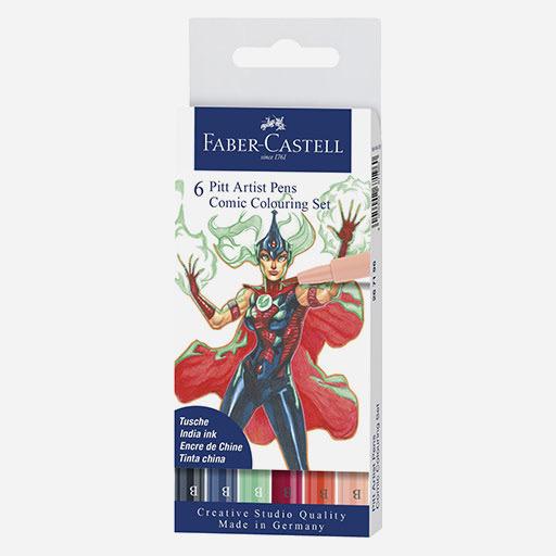 FABER-CASTELL Pitt Artist Pen Comic Coloring Set x 6