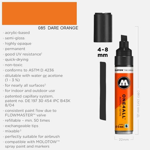 MOLOTOW One4All Acrylic Marker 8mm 085 Dare Orange