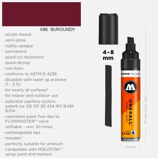 MOLOTOW One4All Acrylic Marker 8mm 086 Burgundy