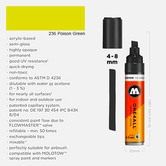 MOLOTOW One4All Acrylic Marker 8mm 236 Poison Green