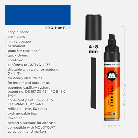 MOLOTOW One4All Acrylic Marker 8mm 204 True Blue