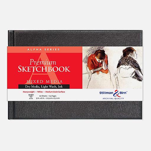 STILLMAN & BIRN Alpha White Paper Hardbound Sketchbook 150gsm Landscape 9” x 6” x 62
