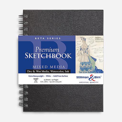 STILLMAN & BIRN Beta White Paper Spiral Sketchbook 270gsm Portrait 6” x 8” x 25
