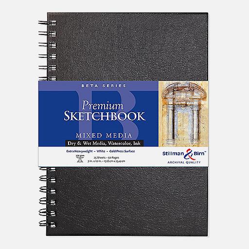 STILLMAN & BIRN Beta White Paper Spiral Sketchbook 270gsm Portrait 7” x 10” x 25