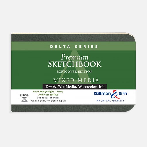 STILLMAN & BIRN Delta Ivory Paper Softcover Sketchbook 270gsm Landscape 5½" x 3½" x 26