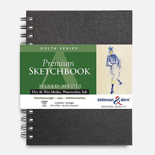 STILLMAN & BIRN Delta Ivory Paper Spiral Sketchbook 270gsm Portrait 6" x 8" x 25