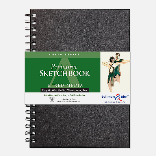 STILLMAN & BIRN Delta Ivory Paper Spiral Sketchbook 270gsm Portrait 7" x 10" x 25