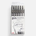 UNI Pin Drawing Pen Lettering Set x 6
