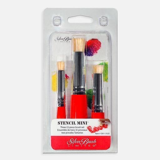 SILVER Mini Stencil Brush Set x 3