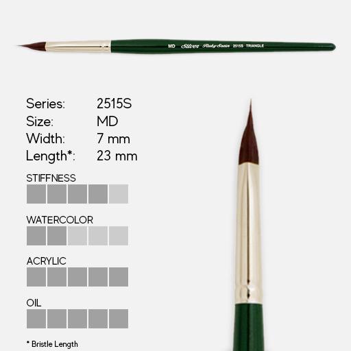 SILVER Ruby Satin Synthetic Point Triangle Brush MD