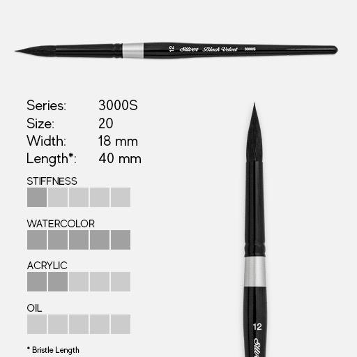 SILVER Black Velvet Round Brush 20