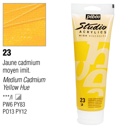 PEBEO Studio Acrylic 250ml 23 Cadmium Yellow Medium Hue