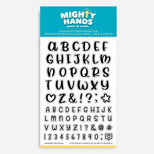 MIGHTY HANDS Clear Stamp 4” x 6” Handwritten Alpha