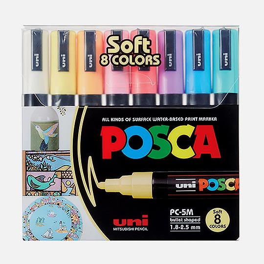 UNI Posca Acrylic Marker Medium Tip Soft Color Set x 8