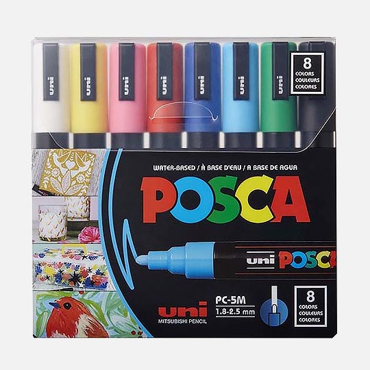 UNI Posca Acrylic Marker Medium Tip Set x 8