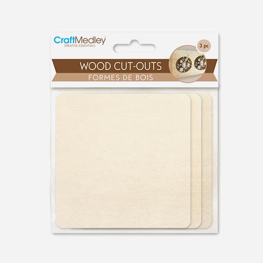 MULTICRAFT Craft Medley Wood Cut Outs Square x 3