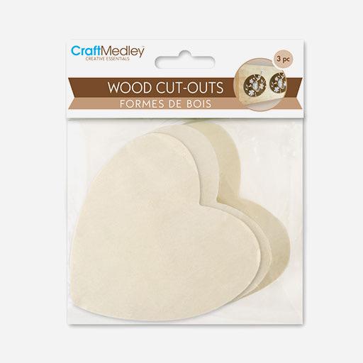 MULTICRAFT Craft Medley Wood Cut Outs Heart x 3
