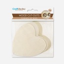 MULTICRAFT Craft Medley Wood Cut Outs Heart x 3