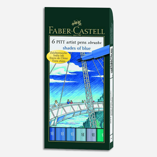 FABER-CASTELL Pitt Brush Pen Shades Of Blues Set x 6